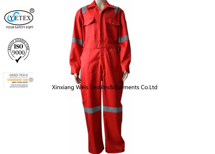 100 Cotton Fireproof Coveralls With Reflector Oil And Gas Field Support